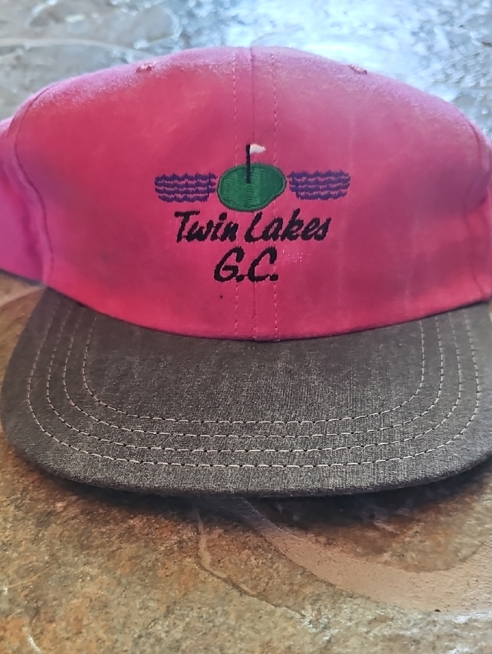 Twin Lakes G.C. Embroidered Golf Hat - Pink & Gray